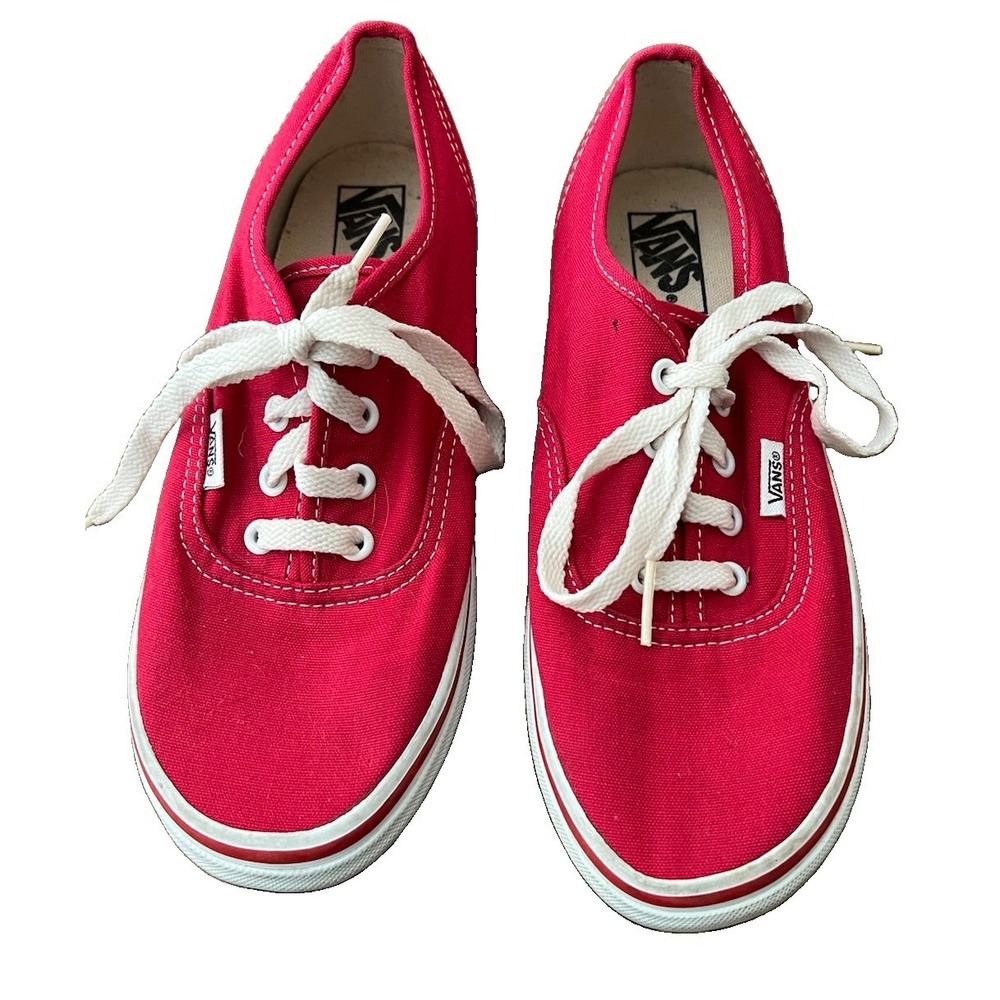 Vans Authentic Low Top Red Canvas Sneaker Womens Size 8 VN000EGARED